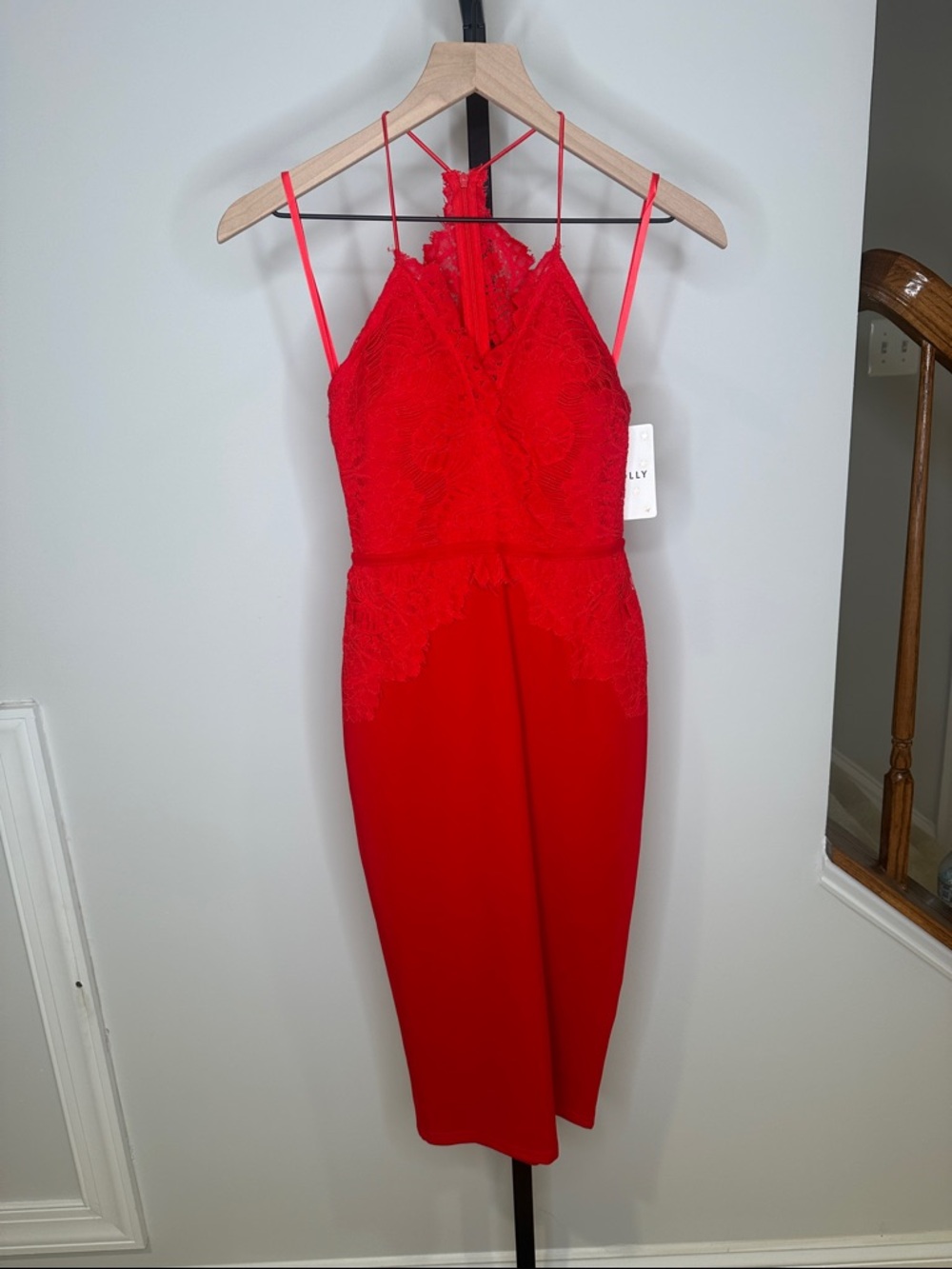 NEW Hello Molly Red Lace-Overlay Dress